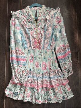 Hemant & Nandita Floral Ruffle Smocked Dress -XS